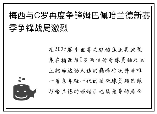 梅西与C罗再度争锋姆巴佩哈兰德新赛季争锋战局激烈